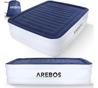 AREBOS Matelas Gonflable | Lit à air autogonflant 203 × 152,5 × 51 cm Convient pour 2 Personnes | Lit d'appoint avec Pompe électrique | Matelas à air avec Sac de Transport | Bleu/Blanc