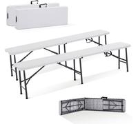 AREBOS Lot de 2 bancs pliants Poignée de transport - 183 x 28 x 43 cm - Pour camping, jardin, fête, camping, tente à bière