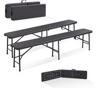 AREBOS Lot de 2 bancs pliants | Poignée de transport | 183 x 28 x 43 cm | Pour camping tente à bière, banc de jardin | Anthracite