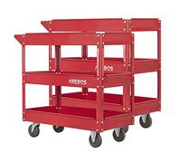 Arebos Lot de 2 Chariots d’Atelier avec 3 Étagères | Structure Robuste en Acier | Capacité Jusqu’à 120 kg | Chariot Mobile pour Atelier, Garage et Bricolage