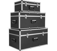 AREBOS Set de 3 valises de transport, boîtes de rangement, aluminium, volume total 200 L, verrouillable, poignées de transport incluses, étanche, boîtes de transport, valise de transport portable