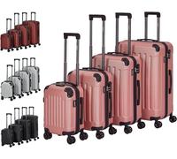 AREBOS Lot de 4 valises de voyage - Coque rigide en ABS - Avec poignée télescopique - Serrure à fermeture éclair - Roues à 360° -