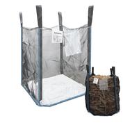 Arebos Lot de 5 Sacs Bois Premium 100x100x120 cm | 4 Passants & Tablier de Remplissage | Capacité 1000 kg | SF 5:1, EN ISO 21898 | Pour Gravats et Bois