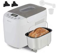 AREBOS Machine à pain 1500 g | 15 programmes | Minuteur | Écran LCD | 3 niveaux de brunissage et tailles de pain | 850 W | Blanc