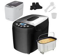 Arebos Machine à pain 1500 g | avec 15 programmes | 2 crochets de pétrissage | Minuteur | Écran LCD | 3 niveaux de brunissage et tailles de pain | 850 W | Noir