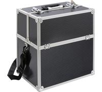 AREBOS Mallette cosmétique | 26L | 13 compartiments | Aluminium | serrure et clé incluses | 2 étages dépliables | 36 x 23 x 39 cm | Noir