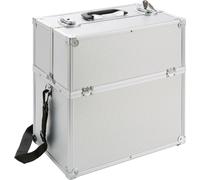 Arebos Valise cosmétique | 26L | Sangle de Transport Incluse | 13 Compartiments | Serrure et clé incluses | étages dépliables | à 8 séparateurs | 39 x 36 x 23 cm | Argent