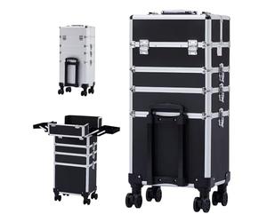 Arebos Mallette de cosmétiques | Mallette de Maquillage Professionnel | Mallette de Maquillage 3 en 1 pour Le Voyage | verrouillable | avec Roues universelles à Rotation de 360° | Noir