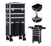 Arebos Mallette de cosmétiques | Mallette de Maquillage Professionnel | Mallette de Maquillage 3 en 1 pour Le Voyage | verrouillable | avec Roues universelles à Rotation de 360° | Noir