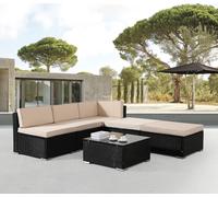 AREBOS Meubles de jardin en polyrattan, set de jardin, lounge, set de garniture, groupe de sièges, 5 personnes, tressage en polyrattan résistant aux UV, noir