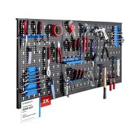 Arebos Panneau à Outils Mural 6 Pièces | Kit avec 34 Crochets et Supports | 235,2 x 59,5 cm | Mur à Outils en Métal pour Atelier | Matériel de Montage Inclus | Bleu