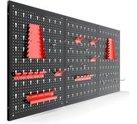 AREBOS Panneau mural d’outils 17 pcs | Mur à outils 3 plaques avec crochets | Rangement atelier & garage - Rouge