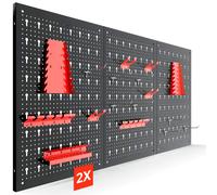 AREBOS Paroi à Outils en Trois Parties Jeu de 34 Crochets perforée en métal