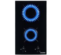 AREBOS Plaque Cuisson Gaz 2 Brûleurs 4,2 kW Verre Noir Allumage Piézo Sécurité