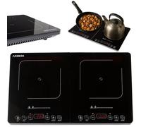 AREBOS Plaque de cuisson à induction 2 zones 3500 W- Puissante, sécurisée et idéale pour la cuisine mobile ou en camping