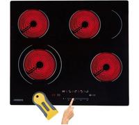 AREBOS Plaque de cuisson vitrocéramique |6600 W| 4 foyers | 59 cm | Table de cuisson électrique | Sensor Touch | sécurité enfants