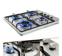 AREBOS Plaque gaz 4 foyers Inox avec support casseroles et sécurité d’allumage
