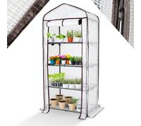Arebos Premium Serre en Film Plastique à 4 étages - 70 x 50 x 158 cm Serre avec 4 étagères - Peu encombrante, Serre de Culture de Haute qualité Jardin Balcon Stable & Facile à Monter