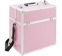 Arebos Valise cosmétique | 26L | Sangle de Transport Incluse | 13 Compartiments | Serrure et clé incluses | compartimentage Individuel grâce à 8 séparateurs | 39 x 36 x 23 cm Rose