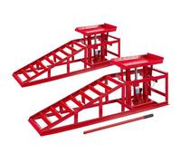 AREBOS Rampe d'accès avec vérin hydraulique, réglable 270-375 mm, charge 2 t, pour voitures, utilitaires, remorques - lot de 2