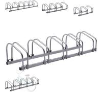AREBOS Support à Vélos pour 5 Vélos | Écartement des Roues 21 cm | Pour Pneus 35-60 mm | Dimensions 130×30×26 cm | Montage Sol ou Mur | Support Métallique Argenté