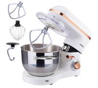 Arebos Robot Pâtissier Professionnel 1500W | Blanc | Robot de Cuisine Multifonction avec Fouet, Batteur, Crochet | Bol d'Acier Inoxydable 6 Litres | 6 Vitesses | Fonction Pulse
