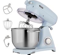 AREBOS Robot de cuisine rétro 1800W bleu | Bol mélangeur 6L, 6 vitesses