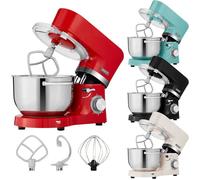 Robot de cuisine AREBOS 1500W, Robot de cuisine, pétrin avec 2x bols en inox 4,5 & 5,5L, silencieux, 6 vitesses, rouge