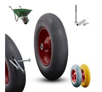 Arebos Roue de Brouette Anti-Crevaison en Caoutchouc PU 200 kg | Pneu avec Jante Acier 4.80/4.00-8 | Roue de Rechange Diamètre 390 mm | Noir