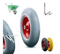 Arebos Roue de Brouette Anti-Crevaison en Caoutchouc PU 200 kg | Pneu avec Jante Acier 4.80/4.00-8 | Roue de Rechange Diamètre 390 mm | Gris