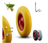 Roue de brouette AREBOS en polyuréthane increvable en caoutchouc plein Accessoires pour brouette Pneu avec jante en acier 4.80/4.00-8 Roue de rechange en caoutchouc avec essieu