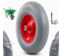 Arebos Roue de Brouette Anti-Crevaison en Caoutchouc PU 200 kg | Pneu avec Jante Acier 4.80/4.00-8 | Roue de Rechange Diamètre 390 mm | Gris