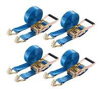 Arebos Sangles d'arrimage à cliquet en Deux Parties avec Crochet | 4 pièces 4000kg 8m | Cliquet à Levier Long | Sangles à cliquet | Sangles d'arrimage | 50mm | 4000 daN | en 12195-2 | Testé GS