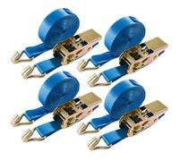 AREBOS Sangles de Serrage 6 m - Lot de 4 | 400/800 daN | Cliquet + Crochets Doubles | Polyester Résistant | Norme DIN EN 12195-2