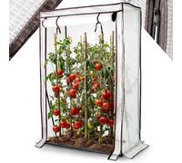 Arebos Serre à tomates en film plastique - Petite serre à tomates - Avec porte enroulable - 100 x 50 x 150 cm - Pour semis, légumes, fleurs, fruits, jardin - Film de serre