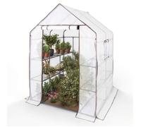 AREBOS Serre de jardin 2 m² - Structure robuste, film résistant aux UV, ventilation intégrée, étagères, montage facile sans outils