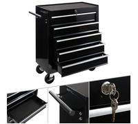 AREBOS Servante d’Atelier Servante Caisse à Outils | 5 Tiroirs |73P x 67l x 38H| Noir | Tiroirs pouvant être verrouillés