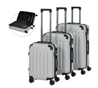 AREBOS Set de 3 valises à coque rigide Set de valises à roulettes M-L-XL ABS