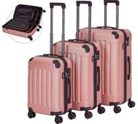 AREBOS Set de 3 valises rigides Rosé-Or | ABS, M-L-XL, 360° roulettes
