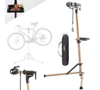 AREBOS Support de Montage Vélo en Aluminium | Réparation Professionnelle pour VTT, Vélo Électrique et Vélo | Rotation 360° | Avec Sac et Serrage Rapide | Champagne