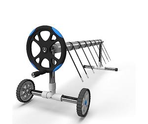 AREBOS Système d'enroulement Mobile pour bâches solaires et bâches de Piscine | Longueur de 3m - 5,70m | matériau résistant aux intempéries | Fixation et Rouleaux Inclus