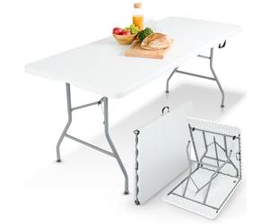 AREBOS Table de Buffet Pliante | 182 x 74 x 74 cm Résistante aux intempéries | Table de Jardin Table de fête Pliante pour Jardin Balcon | 8 Personnes | Blanc