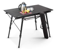 AREBOS Table de camping 120x 70 cm Table à roulettes en aluminium Table pliante