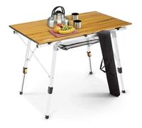 AREBOS Table de camping pliable -légère, stable, hauteur réglable, aluminium résistant aux intempéries avec sac & filet