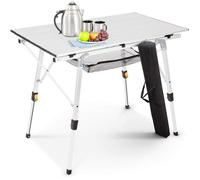 AREBOS Table de camping pliante 120 x 70 cm | Table pliante réglable en hauteur 58-78 cm Argent