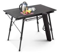 AREBOS Table de camping pliante 120 x 70 cm Table pliante réglable en hauteur 58-78 cm Noir