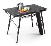 AREBOS Table de camping pliante 90x51,5 cm | Table pliante réglable en hauteur 47-69 cm | Jardin, barbecue, pique-nique | Table de voyage avec sac de transport | Noir