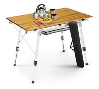 AREBOS Table de camping pliante 90x51,5 cm | Table pliante réglable en hauteur 47-69 cm | Jardin, barbecue, pique-nique | Table de voyage avec sac de transport | Marron