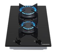 AREBOS Plaque de Cuisson Cuisinière à gaz de 2 Flammes Vitrocéramique Grilles et veilleuse de sécurité incluses Convient pour Le gaz Naturel et Le gaz Propane