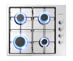 Arebos Table de cuisson à gaz 4 feux | 58 cm Cuisinière à gaz en acier inoxydable avec protection automatique contre les flammes | Gaz naturel ou propane